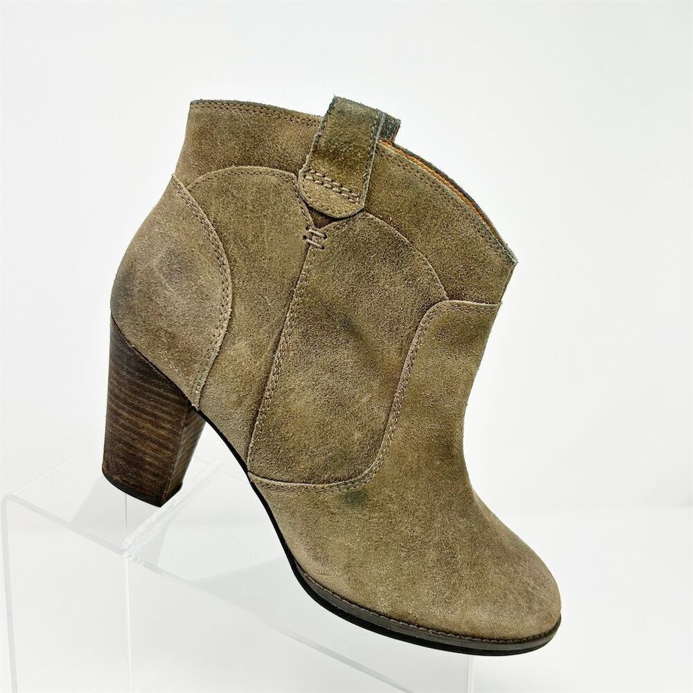 Clarks Indigo Brown Suede Heeled Pull On Western Ankle Boots Size 9.5 Casual